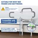 Lemagalu Heavy Duty Bed Rails for Elderly Adults Safety-Foldable Bed Rail for Senior with Adjustable Heights Fits All Bed Sizes，Bed Handle Bedside Assist with Pocket -504M (Lvory and Gray)