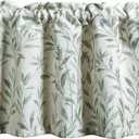 VOGOL Valances for Living Room, Green Leaf Print Small Window Valances for Kitchen Farmhouse Top Pocket 12 Inches Long, One Panel, 52"x12"