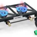 COOKAMP Propane Double Burner Angle Iron Camp Stove with CSA Listed Regulator and 4ft Hose (SA2200)