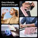 IYH Magnetic Case for iPhone 15 Pro 6.1 inches, 360 Rotatable Ring Stand, MagSafe Compatible, Military-Grade Shockproof, Translucent Design Skin-Feel TPU Frame(Pink)