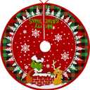 Merry Christmas Tree Skirt 48 Inches, Xmas Large Lace-up Red Green Buffalo Plaid Check Tree Skirt, Santa Max Snowflakes Rustic Home Decorations New Year Holiday Party Farmhouse Decor