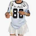 Jersey Shirts for Women Number Graphic Oversized Tee Shirt Y2k Tshirts Crewneck Casual Streetwear Tees XL