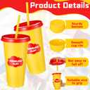 Willinglong 30 Pack Back to School Cups with Lids and Straws Bulk 24 oz Reusable Plastic Tumblers Coffee Modeling Clay Cups Party Favors for Birthday Gifts Summer Pool Supplies