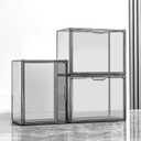 Clear Stackable Plastic Storage Bins with Magnetic Lid, Dustproof Book & Cosmetic Display Cases, Large Figures Collectibles Showcase, Shoe Box, Protection Organizer (Gray, L-3 Pack)