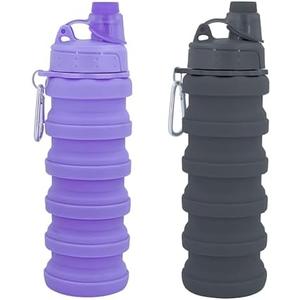 YCTMALL Collapsible Water Bottles Travel water bottle Sports Portable Sport Water Bottle Reusable Water Bottles comes with mountaineering Buckle 500ml silicone Water-proof camping water bottle