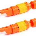 SE 5-in-1 Orange Survival Whistle with Compass, Signaling Mirror, Lanyard, and Fire Starter - 112dB, 4.5-Inch Length - Ideal for Hiking, Camping, Emergencies (2-Pack) - CCH5