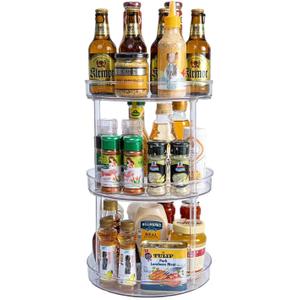 Non-Skid 3 Tier Lazy Susan Turntable - 360 Degree Rotating Spice Rack for Kitchen, Cabinet & Pantry