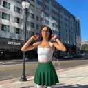 OQQ Women 2 Piece Skirts 2 in 1 Flowy Basic Versatile Stretchy Flared Casual Mini Skirts (XX-Large, Black,darkgreen)