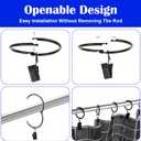60 Pcs Metal Curtain Rings with Clips, Openable Drapery Rings for Windows Rods, 2 Inch Heavy Duty Rustproof Decorative Vintage Drapery Curtain Rods Hangers, Black