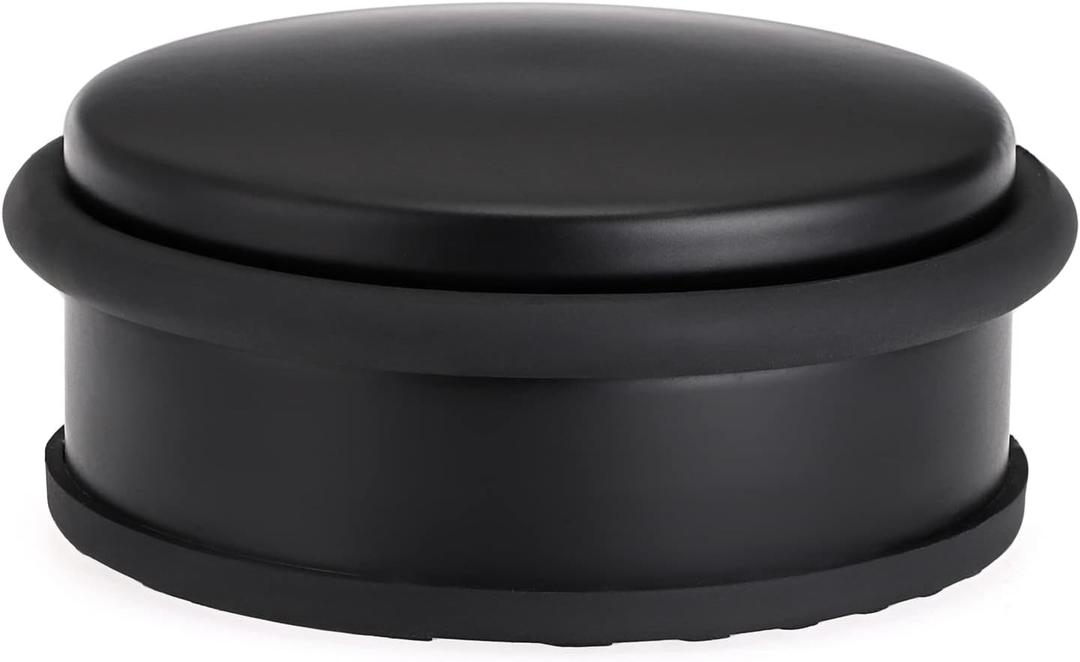 Sumnacon Heavy Duty Floor Door Stopper No Drill, Durability Stainless Steel Door Stops with Anti-Skid Rubber - Contemporary Decorative Safety Doorstop for Home Office Commercial Industrial, Black (4.1X1.7 Inch)