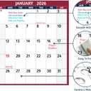 5 x 2026 Dry Erase Calendar  Large Yearly Wall calendar 2026, 38.2'' x 25.2'', 2-Side Reversible Calendar 2026, Vertical/Horizontal, Jan 2026  Dec 2026, 2026 Wall Calendar with Notes, Stickers - Red