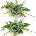 Serwalin 2 Pcs Wrist Corsage, 6-7 Inch Green Corsage for Wedding, Bridesmaid Mother Grandmother, Artificial Flowers for Prom Ceremony Anniversary