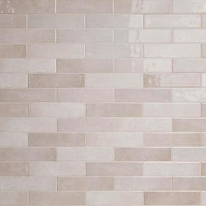 M S International Renzo Sterling 3 Inch x 12 Inch Glossy Ceramic Subway Tile for Bathroom, Kitchen Backsplash, Accent Wall, and Shower - GRAY-LIGHT