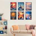 MXCFZX Sunset Beach Paint by Numbers kit for Adults Lighthouse on sea Beginner on Advanced Canvas Adult Paint by Number Kits,Easy Landscape Acrylic Paint Boat On Lake Crafts for Home Decor 10x14in