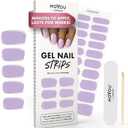 MOYOU LONDON Semi Cured Gel Nail Strips - 20 Pcs. Waterproof Gel Nail Wraps, Cures in Sunlight or UV/LED Lamp, Lasts Up to 2+ Weeks, Stretchable, Easy to Apply & Remove, Vegan & Cruelty-Free Pack of 4 (Purple Pastel)