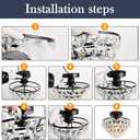 YYJLX Modern Small Crystal Ceiling Light Fixture Mini Black Semi Flush Mount Chandelier Light Fixture for Hallway Bedroom Bathroom Closet e26