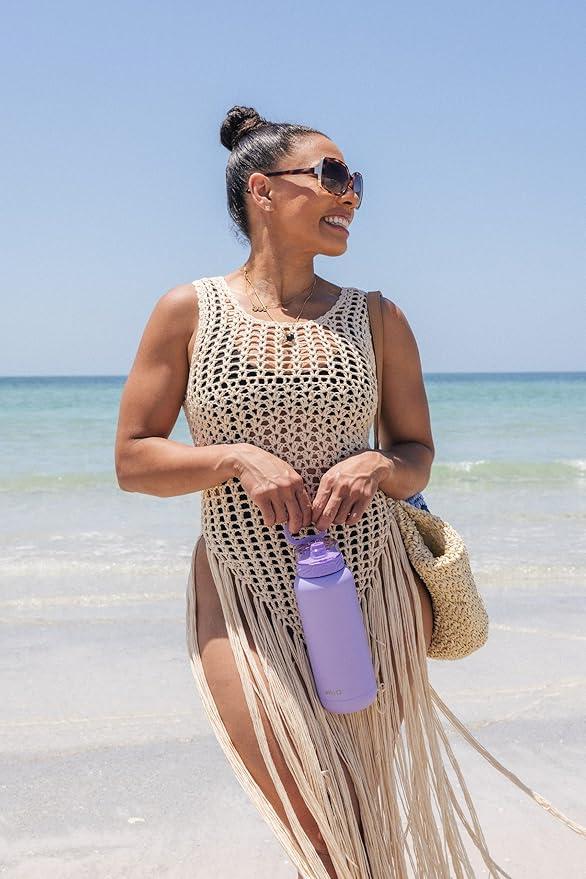 Ello Cooper 22oz Stainless Steel Water Bottle with Straw and Carry Handle, Double Walled and Vacuum Insulated Metal, Leak Proof Locking Lid with Soft Silicone Spout, Reusable, BPA Free, Lilac