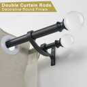 Heavy Duty Double Curtain Rods 72-144 Inches, Telescoping Drapery Rods with Clear Round Finials 1 Inch Front and 5/8 Inch Diameter Back Double Window Rod, Matte Black