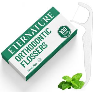 2 x Braces Flossers, 100 Count Floss Picks for Braces with Threader Design, Mint Flavored, Fits Under Arch Wires, Daily Oral Care for Adults & Teens
