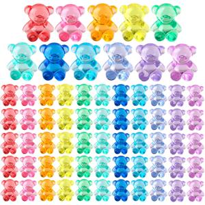 Niceup 360pcs Bear Mini Figurines to Hide, 0.6in Plastic Counting Sorting Bears Translucent Tiny Acrylic Resin Teddy Miniatures for Baby Shower Party Game Vase Fillers Classroom DIY Crafts