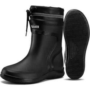 Rain Boots for Men Waterproof Mens Mid-Calf with PVC Rubber Boots Mens Mud Boots, Garden Boots Comfort Lightweight Gardening Fishing Shoes for Yard Farm Outdoor Work, 47