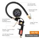 10 Pieces Heavy Duty Air Compressor Accessory Kit, 100PSI Tire Inflator with Gauge, Air Blow Gun and Air Nozzles, 1/4" NPT Air Tool Kit