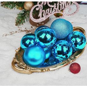 Emopeak 12Pcs Christmas Balls Ornaments for Xmas Christmas Tree  4 Style Shatterproof Christmas Tree Decorations Hanging Ball for Holiday Wedding Party Decoration (Lake Blue, 3.2"/8CM)