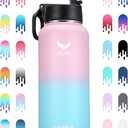 Vmini 12oz Kids Water Bottle for School, Toddler Bottles with Straws, Stainless Steel Vacuum Insulated Water Bottle for Boys&Girls, Leak-Proof, BPA-Free, Bubble Gum