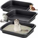 Tlence 3 Pack Low Entry Cat Litter Box, 23" Open Top Pet Litter Pan for Kitten, Extra Large Senior Cat Travel Toilet, Shallow Potty Tray Boxes for Indoor Outdoor Frail Handicap Disabled Elderly Cats