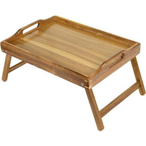 Utoplike Acacia Bed Tray for Eating, Breakfast Trays with Foldable Legs for Bed, Wood Folding Serving Table for Sofa
