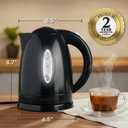 OVENTE Electric Kettle, 1.7L Fast Boiling Water Heater for Coffee or Tea, BPA Free with Water Level Gauge, Auto Shut-Off, Boil-Dry Protection, Indicator Light and Removable Filter, Black KP72B