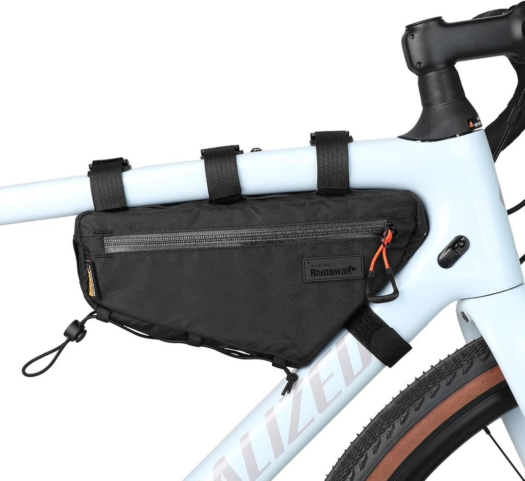 Rhinowalk Bicycle Front Frame Bag Bike Under Top Tube Triangle Bag Lightweight 1.7L Cycling Accessories Nylon Pack Pouch for Mountain Road Bike (All black)