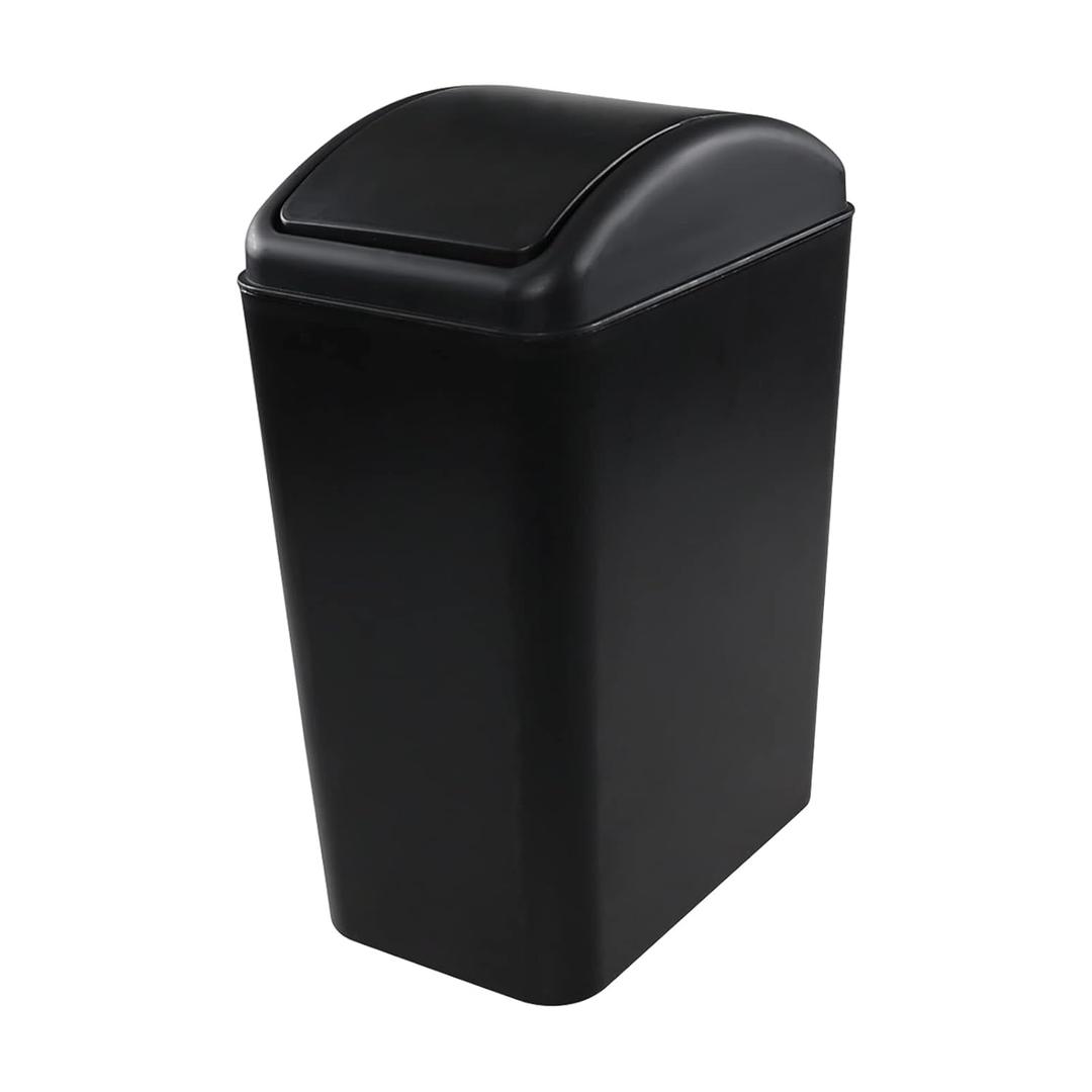4.5 Gallon Plastic Trash Can with Swing Lid, Slim Swing Top Garbage Can, Black 