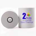 (2 Rolls) 2 1/4 in x 150 ft Adding Machine Tape Paper Rolls, for HR-10RC, HR-170RC, HR-200RC, EL-1197PIII, EL-1801V, P23-DHV-3, CP-90A, MP11DX-2, 1280-2, 80 GSM,3000Labels Direct