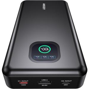 140W Power Bank, 25000mAh Laptop Portable Charger with Smart Digital Display, PD3.1 Fast Charging Battery Pack for MacBook Dell XPS iPad Tablet Steam Deck iPhone 17-12 Series Samsung Switch and More (Dark Gray)