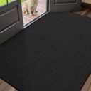 Color&Geometry Large Thin Front Door Mat Indoor Entrance Non Slip Rubber Backed, 32"x48" Indoor Door Mats for Entryway, Dirt Trapper Double Doormat, Washable Front Door Rugs, Ebony Black