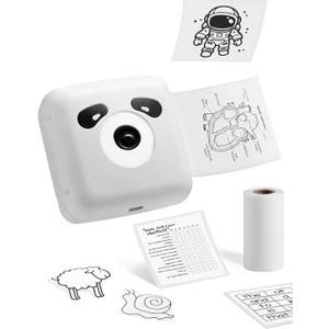 OFFNOVA Mini Sticker Printer, 300DPI Inkless Portable Printer, Bluetooth Pocket Printer with 1 Roll Sticker Paper, Thermal Sticker Maker for Study Notes, Journals, DIY, Compatible with Phone & Tablet
