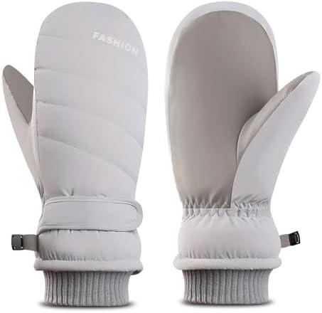 Bototack Winter Women Ski Mittens, Waterproof Touch Screen Snow Mitts, Anti Slip Warm Windproof Snowboard Gloves for Skiing Hiking Cycling