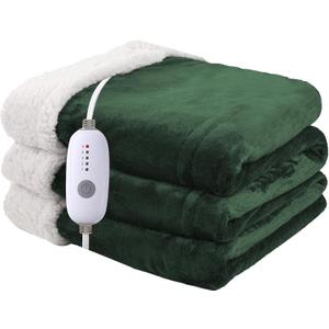 Heated Blanket Electric Blanket Full Size 72''x84'', Soft Flannel Heating Blanket with 10 Hour Auto Off - 5 Heat Settings - Machine Washable - Grass Green