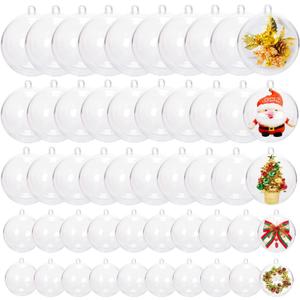 50 Pcs Clear Christmas Ornaments Ball,Clear Fillable Ornaments Ball,Craft Plastic Ball Ornament with 5 Size for Wedding Party,Christmas Decor,Gift Box(1.57in,1.96in,2.36in,2.76in,3.15in)