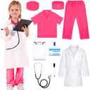 Liberry Doctor Costume for Kids, Toddler Doctor Dress Up Clothes with Real Stethoscope, Career Day Role Play Gift for Girls 3T-4T