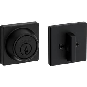 Kwikset 660 Contemporary Deadbolt Deadbolt Lock, Matte Black Square Exterior Keyed Front Entry Door, Pick Resistant SmartKey Rekey Security, Single Cylinder Dead Bolt