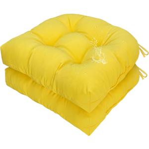 2 Pcs Outdoor Seat Cushions, Yellow Waterproof U Shaped Outdoor Chair Cushions Patio Chair Seat Pads for Porch, Garden Furniture