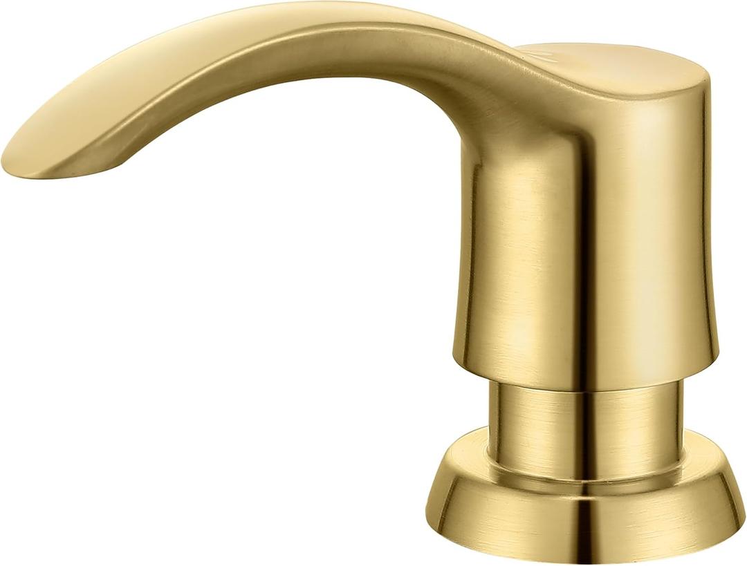 GAGALIFE Kitchen Sink Soap Dispenser with Large Bottle, Built in Sink Soap Dispenser Refill from Top, Brushed Gold