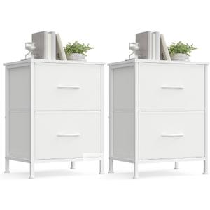 SONGMICS BELLAH Collection - Dressers for Bedroom, Chest of Drawers, Nightstands, 2 Drawers, Storage Organizer Unit, Closet, Entryway, Set of 2, Modern, Cloud White and Snow White ULGS112WH03S, 2 Pack