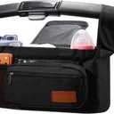 Universal Stroller Organizer with Insulated Cup Holder and Removable Wrist Strap Large Capacity Stroller Organizer for Mom, Baby Joggers, Uppaby, Britax, BOB, Umbrella and Pet Stroller (Black)
