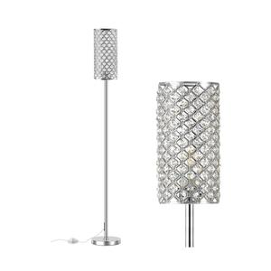 Assemer Crystal Floor Lamps  Modern Silver Standing Lamp with 3 CCT LED Bulbs for Elegant Home Decor Living Room and Bedroom Lighting