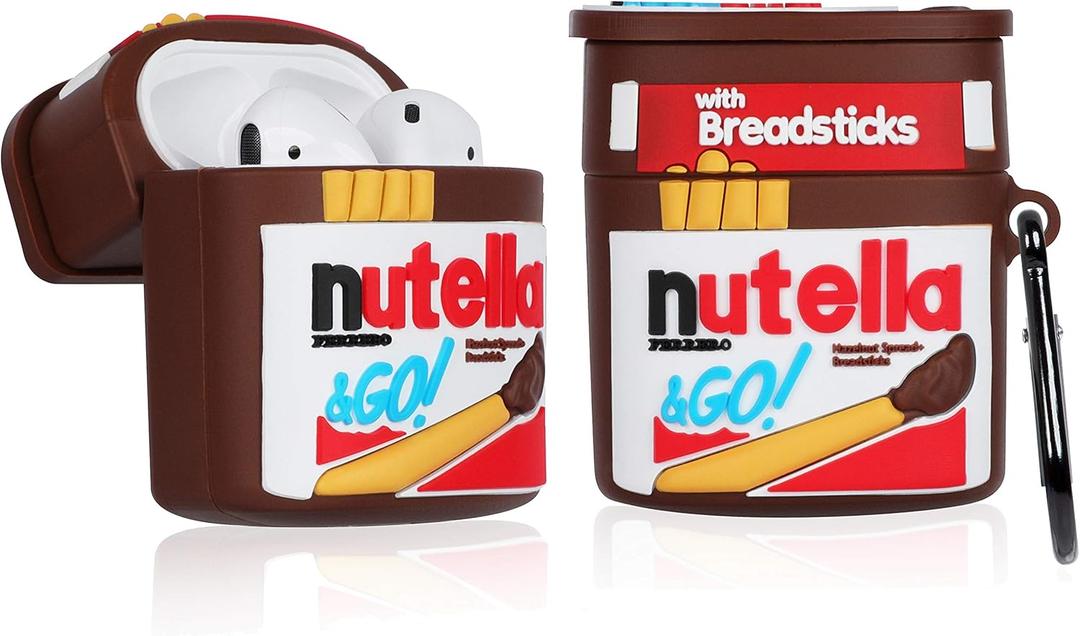 Oqplog for AirPod 2/1 Case Food Design Cover for AirPods Silicone Cases Air Pods Cute Funny Cartoon 3D Kawaii Fun Soft Designer Unique Fashion Cool Pretty for Girls Boys Teen Girly (Nutela)