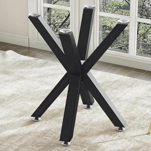 28" Industrial Metal Table Base with Suction Cups, Modern Desk Base for Marble, Glass, Wood Top,Furniture Legs for Home, Kitchen, DIY Desk, End Table, Coffee Table (Black)