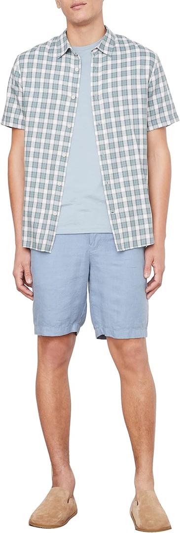 Vince men's Cannes Plaid S/S (Teal Pool) Small